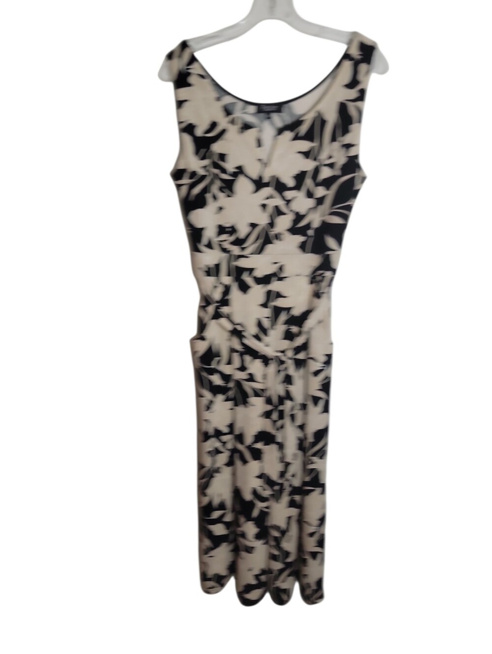 Papillon Blanc black cream white floral cropped jumpsuit size large sleeveless